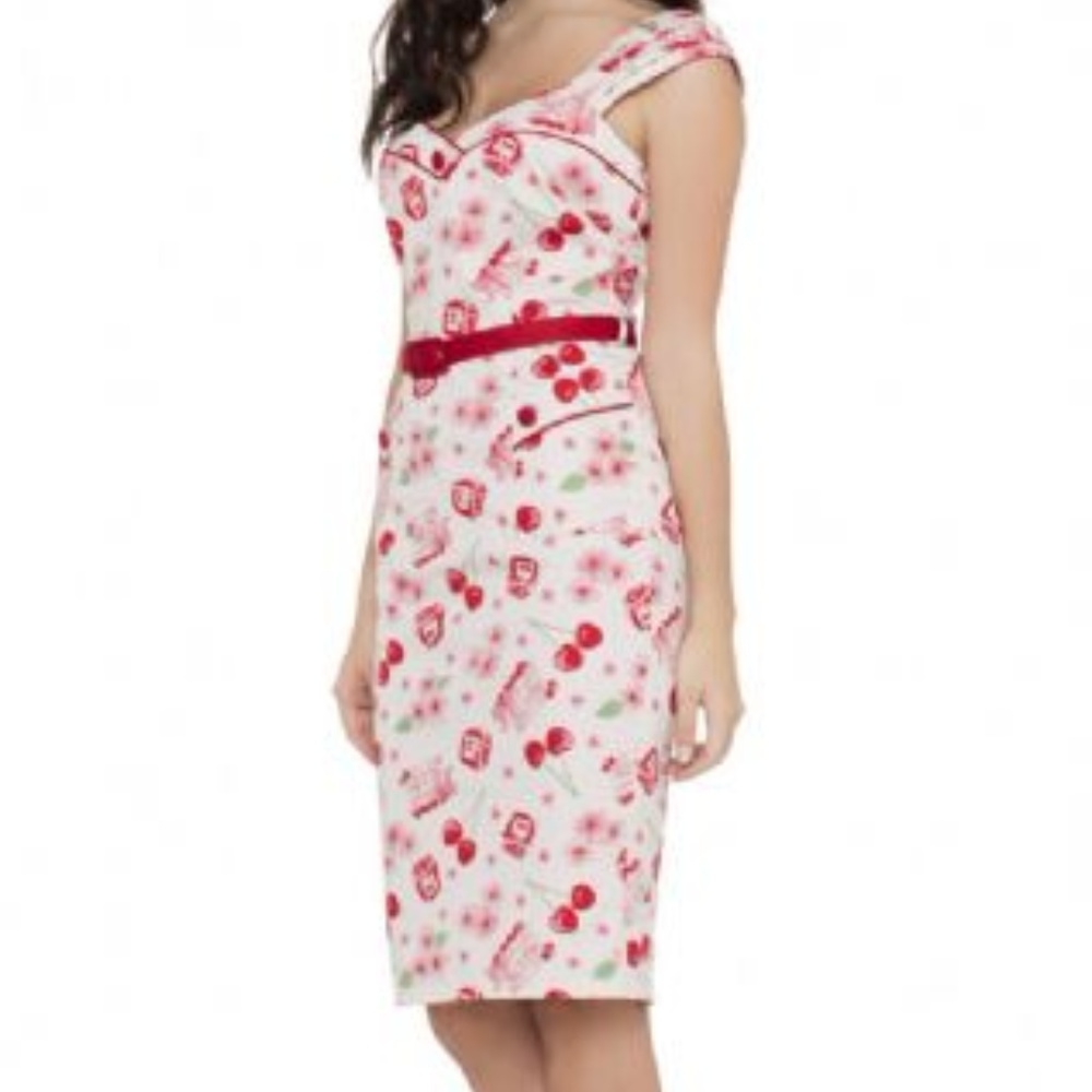 Voodoo Vixen Anne Cherry Basket Pencil Dress